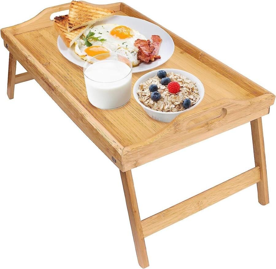 Vouwbare Ontbijttafel Laptop Bureau Bed Tafel Dienblad Bamboe Materiaal Coffee Table Tray