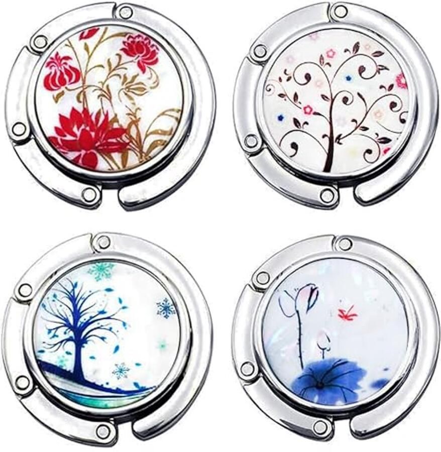 Vouwbare Tafel Handtas Hangers Set van 4 Kleurige Haakjes voor Handtassen