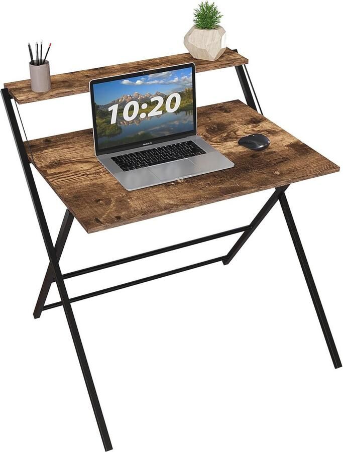 Vouwbureau 82 cm Ruimtebesparend Computerbureau met Plank Modern en Duurzaam voor Thuis en Studie