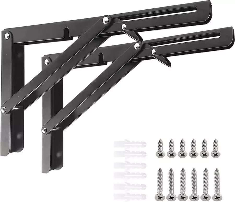 Vouwconsole zware belasting 300 mm 2 stuks metalen klapconsoles klapconsole tafel klapplankhouders klapdragers voor banken en planken ruimtebesparende doe-het-zelf houder draagkracht: 80 kg