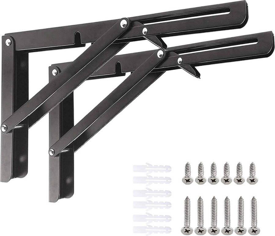 Vouwconsole zware belasting 400 mm 2 stuks metalen klapconsoles klapconsole tafel klapplankhouders klapdragers voor banken en planken ruimtebesparende doe-het-zelf houder draagkracht: 80 kg