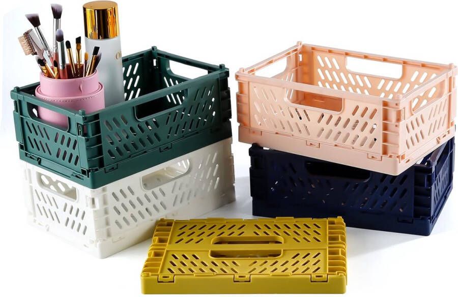 Vouwdoos 5 stuks opvouwbare manden opvouwbare kunststof vouwdoos 22 x 14 8 x 8 7 cm gemakkelijk te verplaatsen voor plank thuis keuken klaslokaal slaapkamer badkamer kantoor