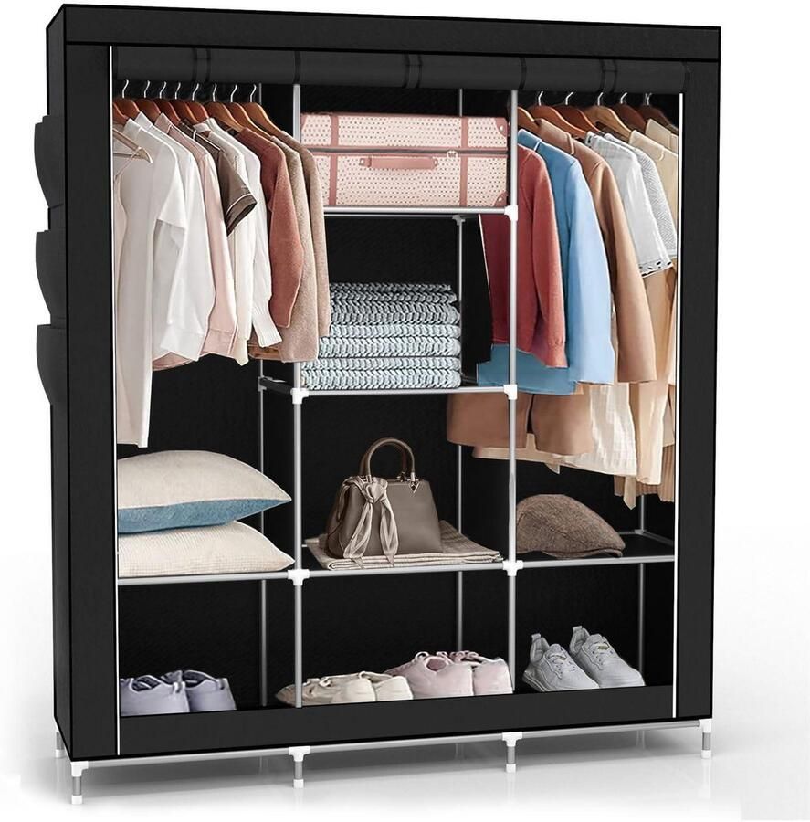 Vouwkast Kledingkast Raven zwart 130x175x45 cm