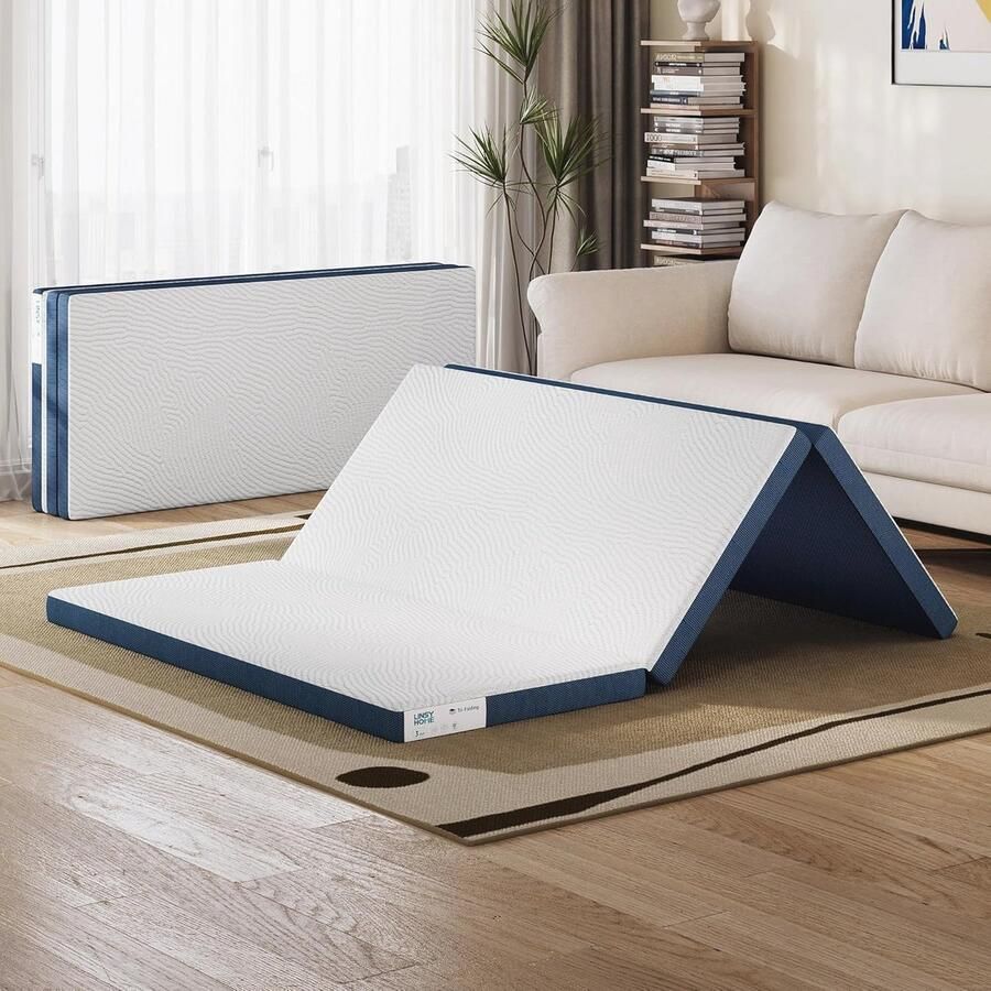 Vouwmatras 140 x 200 cm met Waterdichte Overtrek 7 5 cm Tencel Trifold Traagschuim Matras Opvouwbaar en Draagbaar