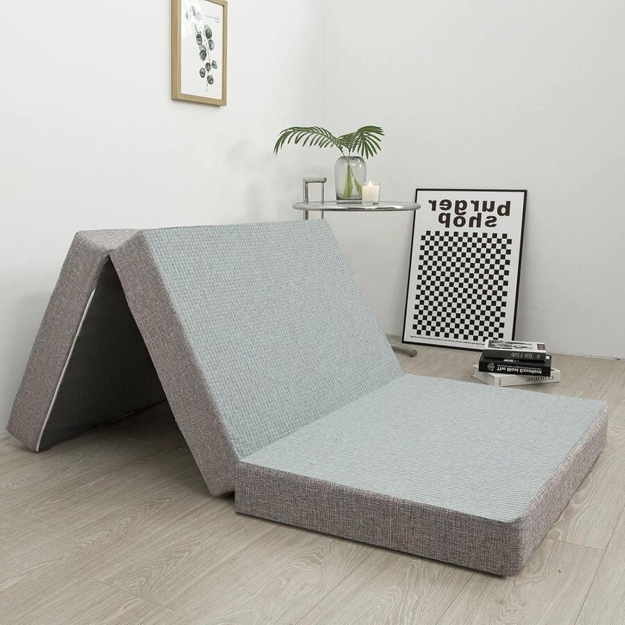 Vouwmatras drievoudig vloermatras 15 cm gel traagschuim met wasbare hoes opvouwbaar ruimtebesparend 90 x 190 x 15 cm vouwmatras