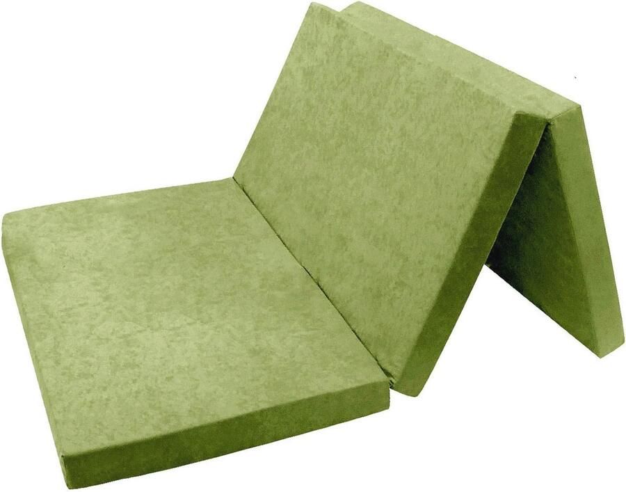 Vouwmatras 195 x 120 cm Lichtgroen Inklapbaar en Ruimtebesparend Gastenmatras