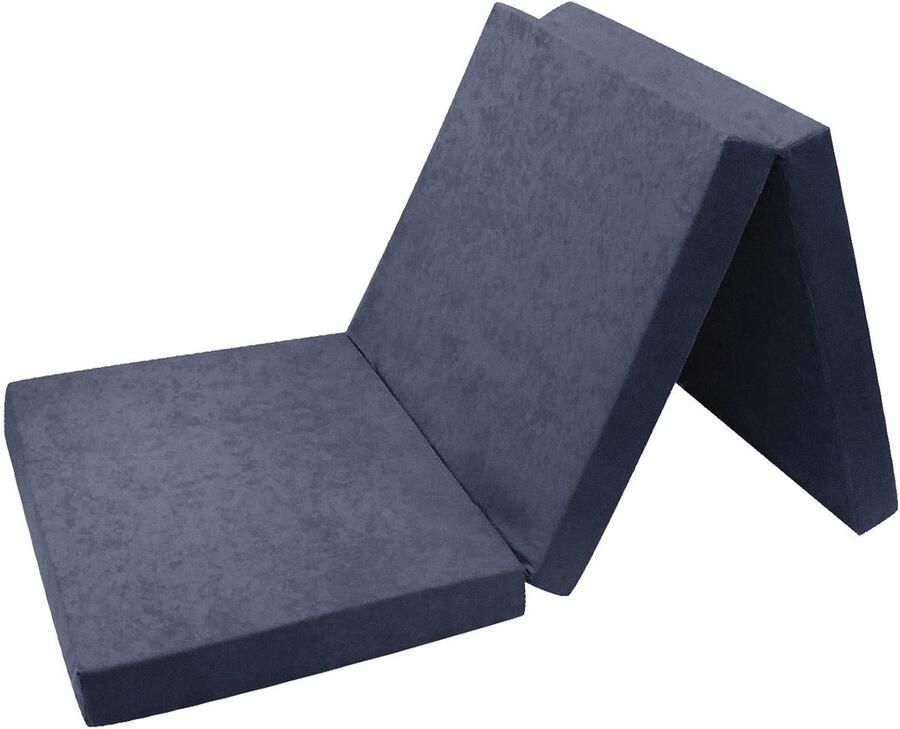 Vouwmatras Gastenmatras 195x80x9cm Marineblauw met Opbergtas