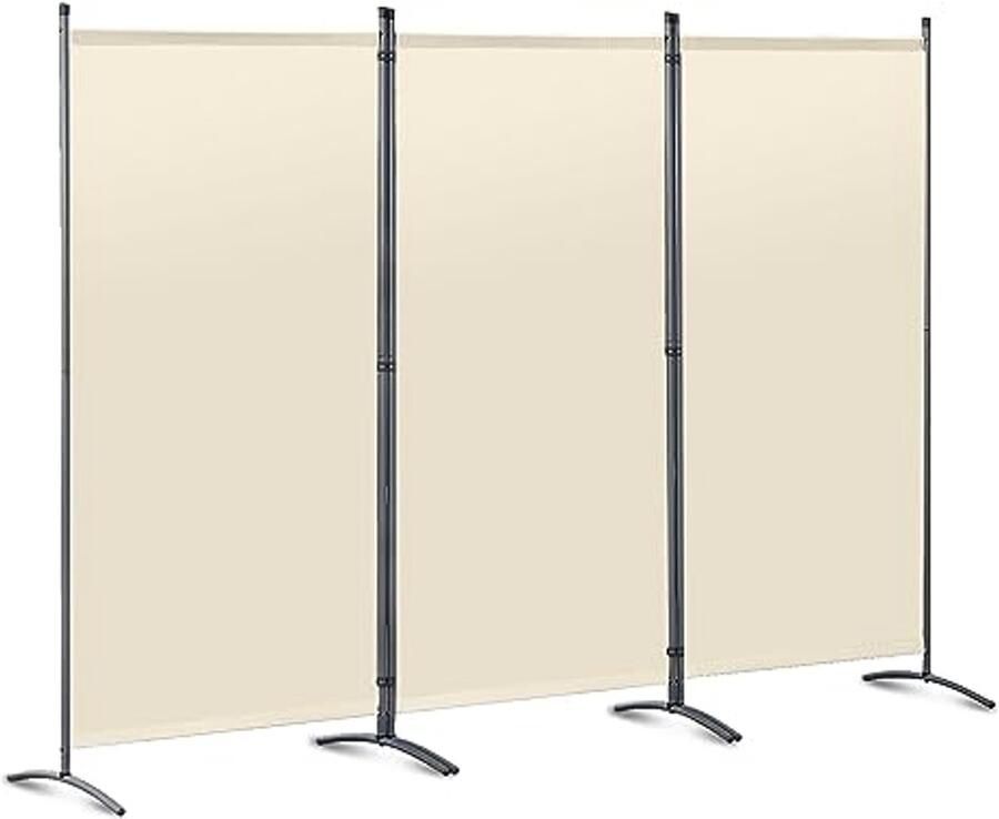 Vouwscherm 3 Panelen 250 x 170 cm beige Kamerscheidingsschermen voor privacy en decoratie