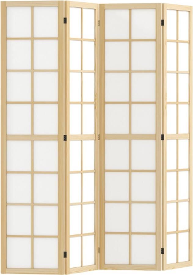 Vouwscherm 4-delig 160 x 170 cm kamerverdeler opvouwbare kamerverdeler privacyscherm voor woonkamer natuurlijk