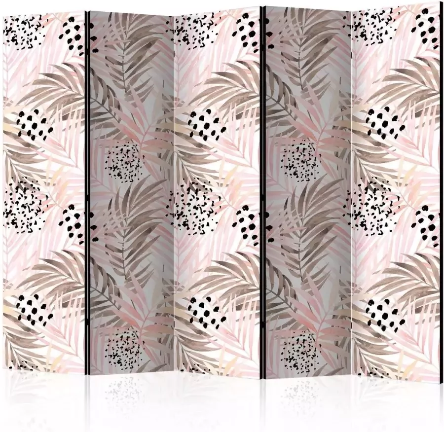 Walljar Vouwscherm Pink Palm Leaves II [Room Dividers]