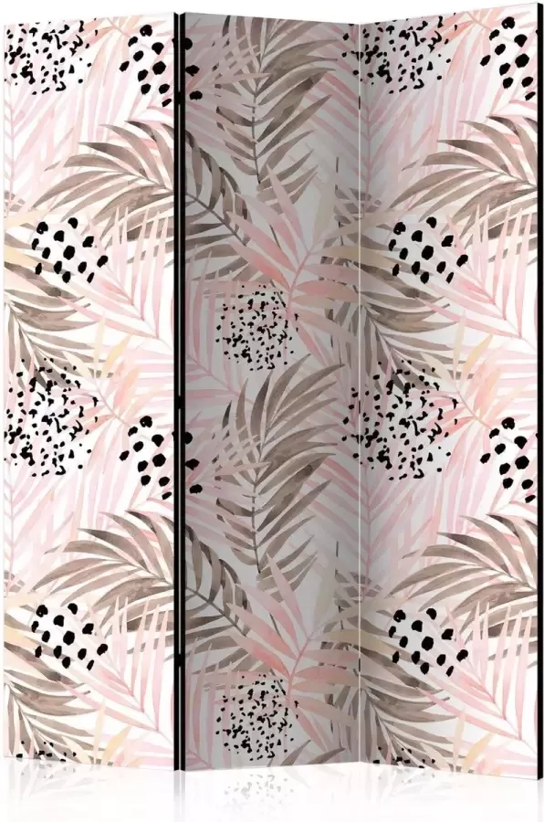 Walljar Vouwscherm Pink Palm Leaves [Room Dividers]