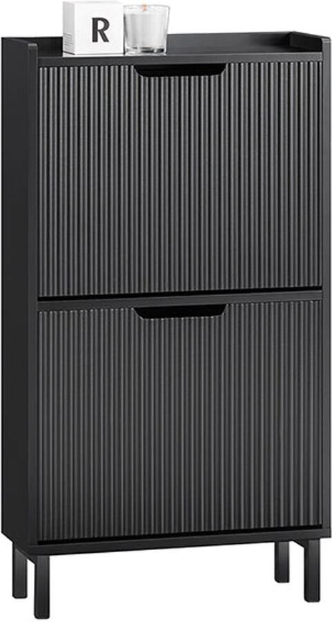 Vouwschoenorganisator schoenkast opslageenheid stabiele constructie 50x90x19cm bevat 12 kg mdf & metaal zwart