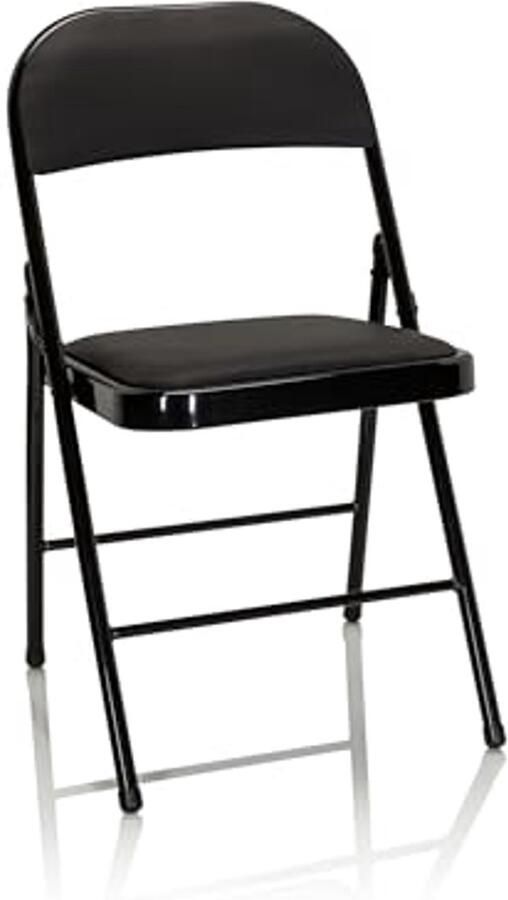 Vouwstoel van Kunstleer Inklapbare Zwart Comfort Stoel voor Thuis en Kantoor Tot 130 kg Belastbaar