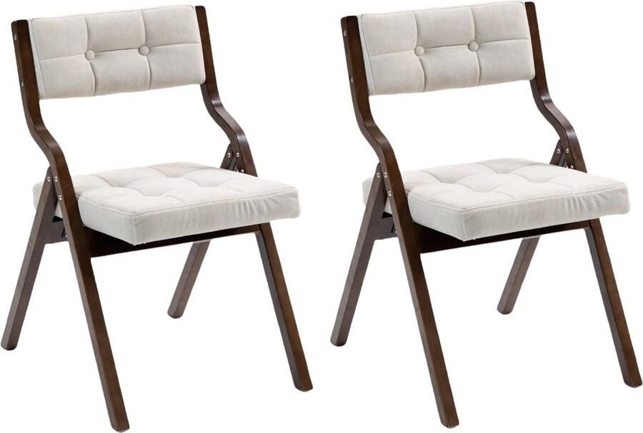 Vouwstoelen met Kussen Houten Gevoerde Vouwstoelen 2 Pak Draagbaar en Gemonteerd Vouwbare Eetkamerstoel voor Gasten Keuken Kantoor Bruiloft en Feest Crème