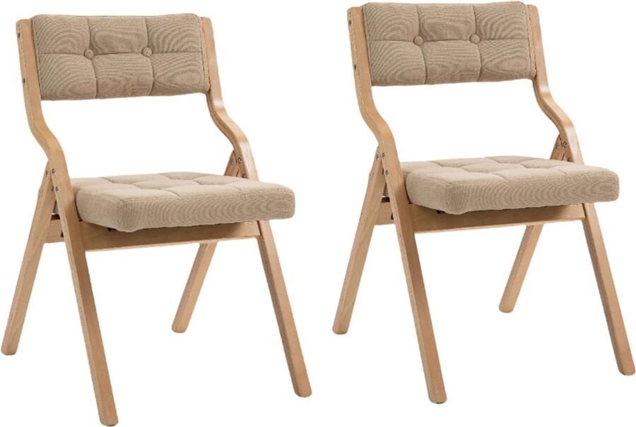 Vouwstoelen met Kussen Houten Gevoerde Vouwstoelen 2 Pak Draagbaar en Gemonteerd Vouwbare Eetkamerstoel voor Gasten Keuken Kantoor Bruiloft en Feest Khaki