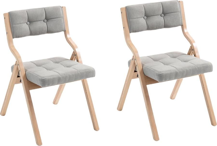 Vouwstoelen met Kussen Houten Gevoerde Vouwstoelen 2 Pak Draagbaar en Gemonteerd Vouwbare Eetkamerstoel voor Gasten Keuken Kantoor Bruiloft en Feest Grijs