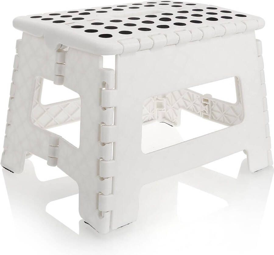 Vouwtrap met rubberen noppen opvouwbare opstapkruk draagbare klimhulp voor huishouden keuken en badkamer antislip klapkruk draagkracht tot 150 kg (31 x 22 x 22 cm wit 01 stuks)