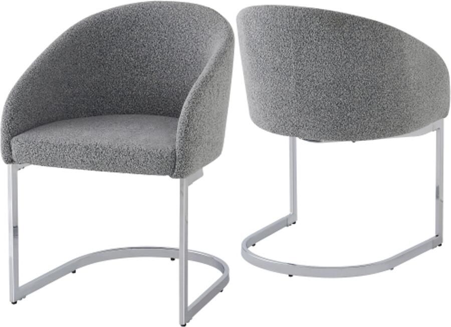 Steven Vrijhangend (2 stuks) eetkamerstoel moderne gepolstreerde eetkamerstoelen van stof stoelen voor woonkamer eetkamer slaapkamer ergonomische stoel ijzeren stoel zilver grijs