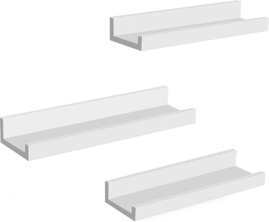 Vrijhangende boekenplanken zwevende planken set van 3 wit 38 x 10 cm