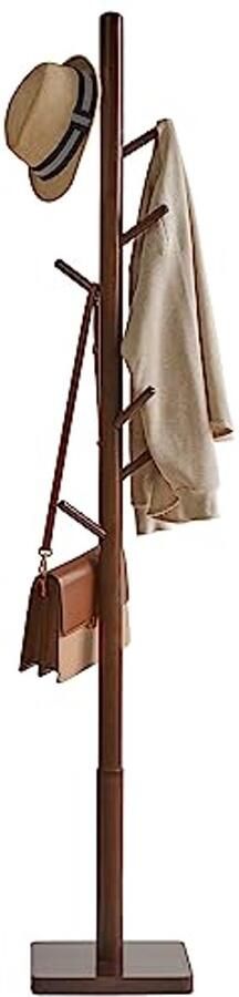 Vrijstaand Houten Kapstok met 8 Haken en Verstelbare Hoogte