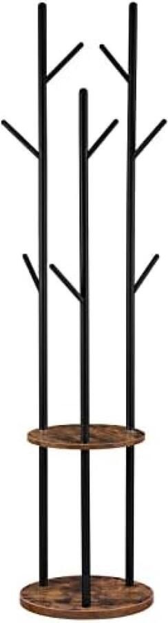 Vrijstaand Kledingrek in Boomvorm met 8 Haken en 2 Planken