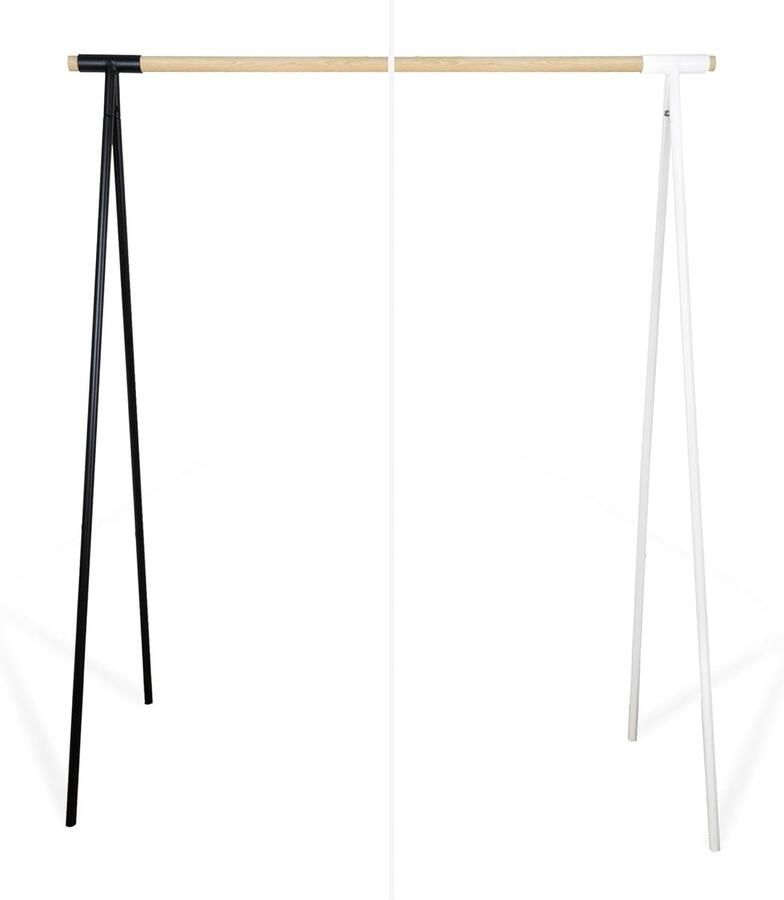 Vrijstaand Kledingrek met Houten Kledingstang Scandi Design Garderobe 140 cm Hoog DIY Oplossing