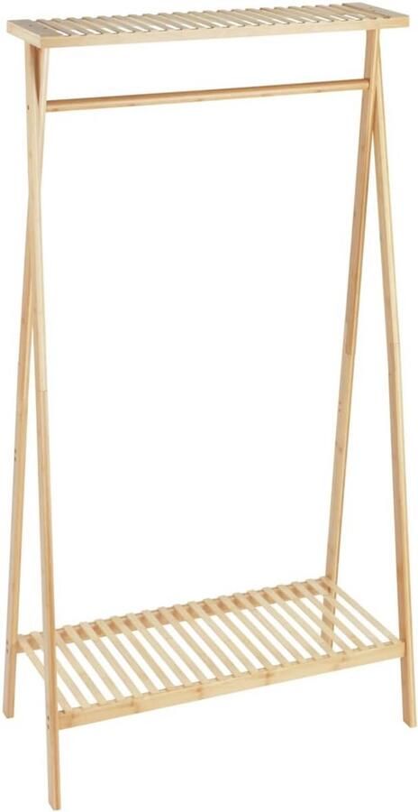 Vrijstaand Kledingrek van Hoogwaardig Bamboe met Planken en Kledingstang voor Hal en Slaapkamer