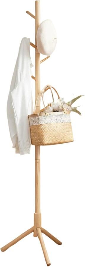 Vrijstaand massief houten kledingrek mantelkamerstandaard boomvormige garderobe stabiel en duurzaam 47x47x175cm