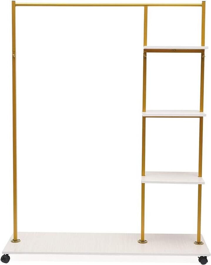 Vrijstaand Metalen Kledingrek met Wielen Afneembaar en Draagbaar voor Bruiloften en Thuisgebruik