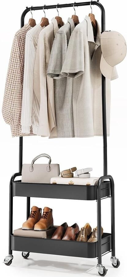 Vrijstaand metalen kledingrek veelzijdig en mobiel 1 stuk duurzaam