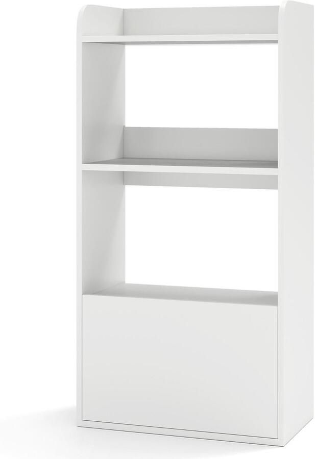 Vrijstaande Boekenkast – 3 Lagen met Lade Open Plank en Anti-Tipkits Wit Rustiek Bruin