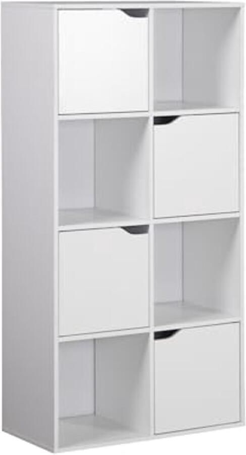 Vrijstaande boekenkast met 4 planken en 8 kubusvakken voor woonkamer Wit Inclusief Anti-tip