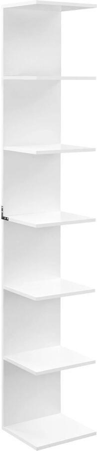 Vrijstaande Boekenkast Opbergkast Opbergrek Hoge Plankenkast Staande Kast 7 Niveaus Flexibele Indeling Duurzaam & stevig 30x189 5x28cm Wit