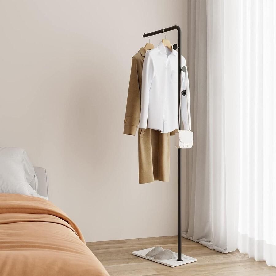 Vrijstaande Kapstok van 170 cm Metaal Kledingrek voor Kleding Hoeden en Tassen Entree Woonkamer Slaapkamer Kantoor Zwart kledingrek