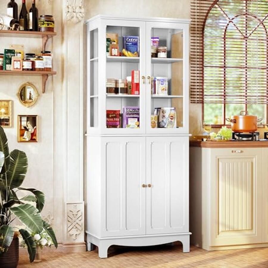 Vrijstaande keukenkasten met glazen deuren en verstelbare planken voor keuken en woonkamer