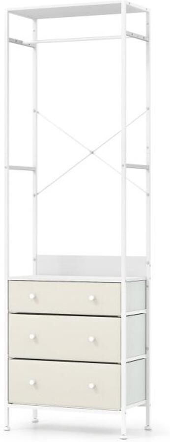 Vrijstaande Kledingkast met Lades 3-Positie Hangstang en Anti-Kantelsets in Bruin Zwart Wit