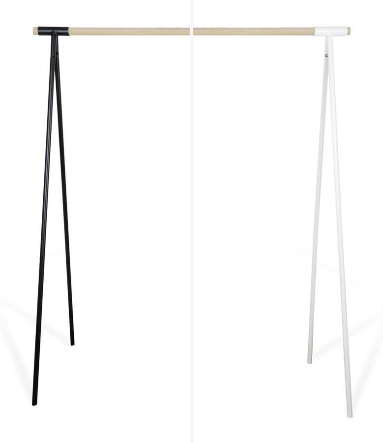 Vrijstaande Kledingrek met Metalen Kledingstanghouder Massief Houten Design 100 cm of 130 cm