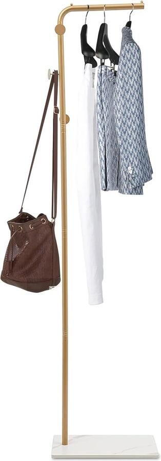 Vrijstaande L-vormige Kapstok Modern Kledingrek van Metaal met 3 Haken