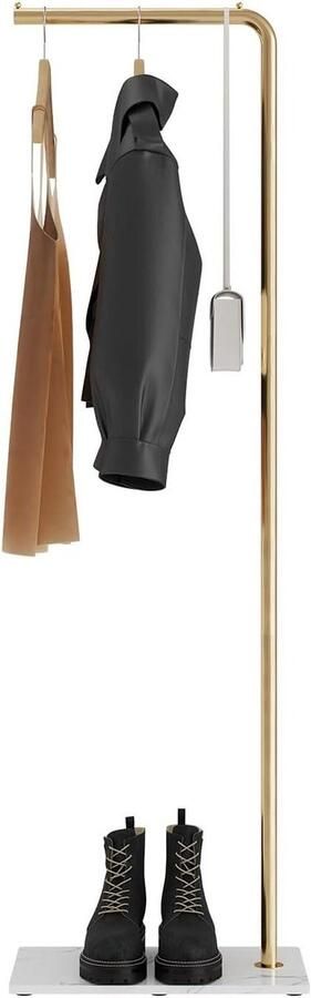 Metal Coat Rack 150cm Freestanding Clothes Rack for Hanging Clothes Hats and Bags in Gold (Entrance Living Room Bedroom Office)