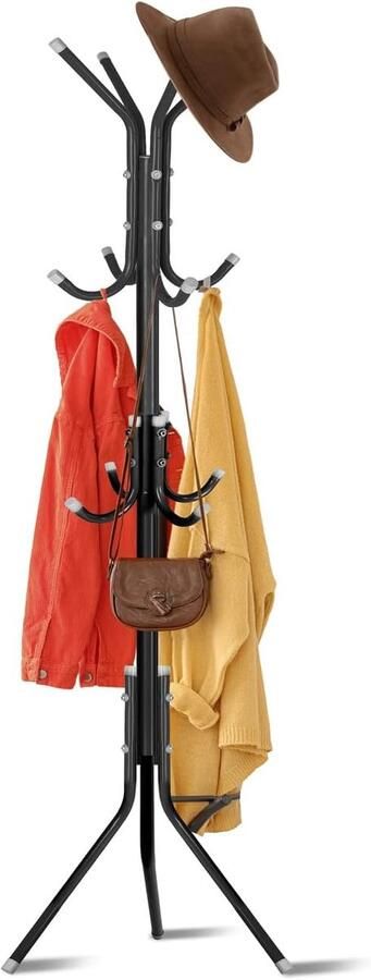 Vrijstaande metalen kapstok met 12 haken voor thuiskantoor en slaapkamer H-170 cm