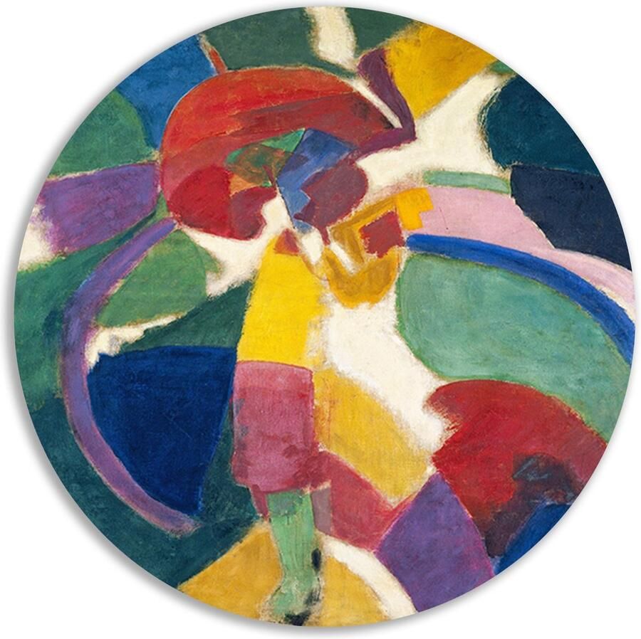 Vrouw met een parasol Robert Delaunay schilderij rond Dame wandschaal Schilderij rond Oude meesters Muurdecoratie industrieel Schilderij aluminium Schilderijen & posters muurcirkel aluminium 100x100 cm