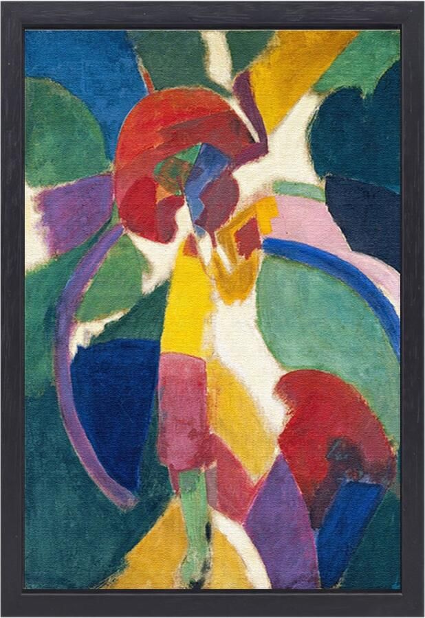 Vrouw met een parasol Robert Delaunay schilderijen Dame wanddecoratie Schilderij op canvas Oude meesters Moderne schilderijen op canvas met baklijst Woonkamer decoratie canvas met baklijst 40x60 cm