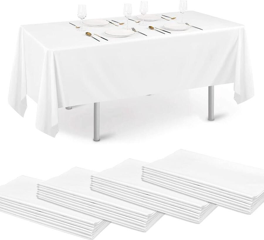 Vuilafstotend en waterdicht tafelkleed 20 stuks wit PEVA 137 x 274 cm