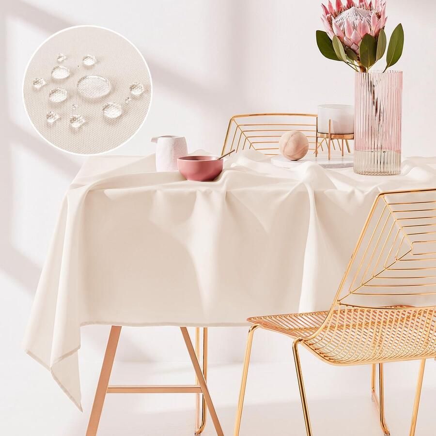 Vuilafstotend tafelkleed crème 1 stuk 140 x 260 cm