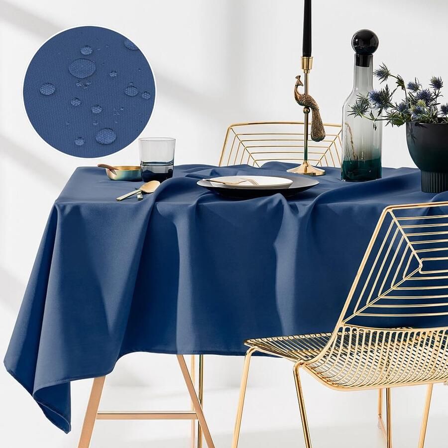 Vuilafstotend tafelkleed donkerblauw 1 stuk 140 x 300 cm polyester