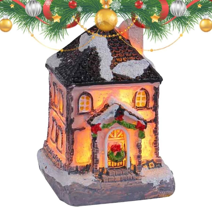 Vuurtoren Kerstdecoratief figuur Kerstcadeau LED-verlichte harshuispop Milieuvriendelijk werkt op batterijen Geschikt voor eettafels open haarden salontafels en kasten