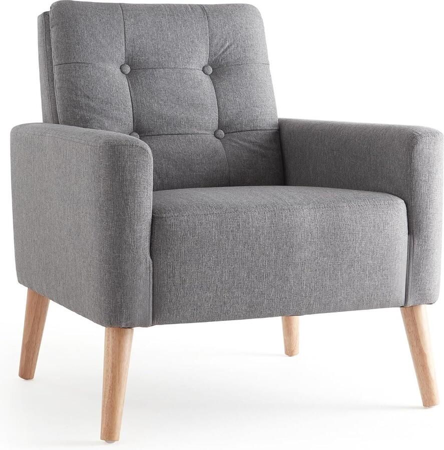 Moderne fauteuil met armleuningen en massief houten poten 72 x 72 x 81 cm Perfect voor woonkamer slaapkamer en kantoor