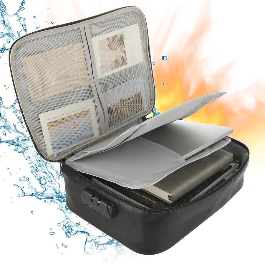 Vuurvaste en Waterdichte Documentendoos met Slot Draagbare Documentenorganizer voor Veilig Documentbeheer