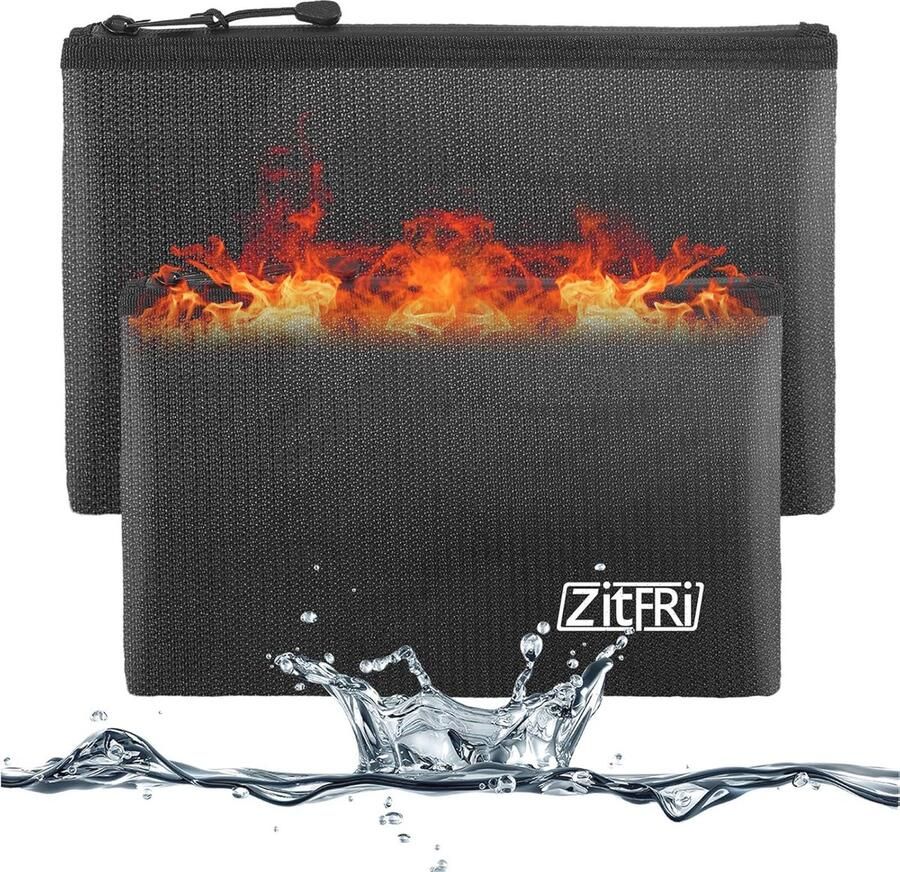 Vuurvaste en waterdichte documententas 2 stuks Veiligheid voor A4-documenten paspoorten en waardevolle spullen