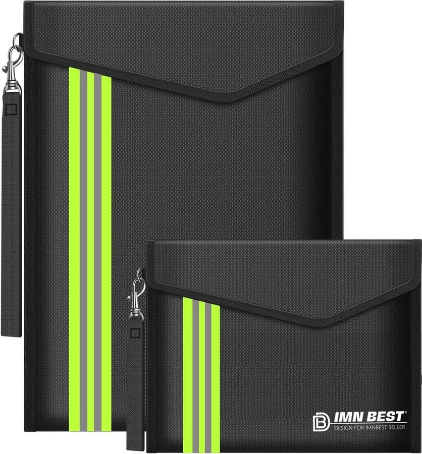 Vuurvaste en Waterdichte Tas Set 2 Stuks Geschikt voor A4 Documenten Paspoort en Waardevolle Spullen Zwart